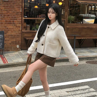 Bare Sherpa Wool Collar Short Coat