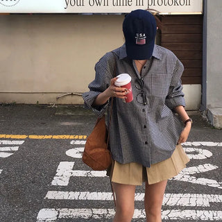 Salt Fine Check Loose Fit Collared Shirt