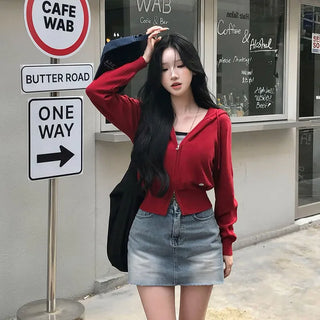 Kylie Two-Way Knit Zip-up Hoodie