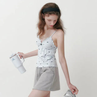Blooming Ribbon Dot Sleeveless Top