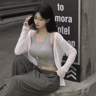 Pale See-through Long Sleeve Cardigan