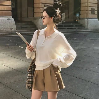 Y-Collar Silhouette Long Sleeve Knit