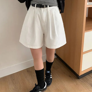 Tweet Knee-length Pintuck Cotton Shorts