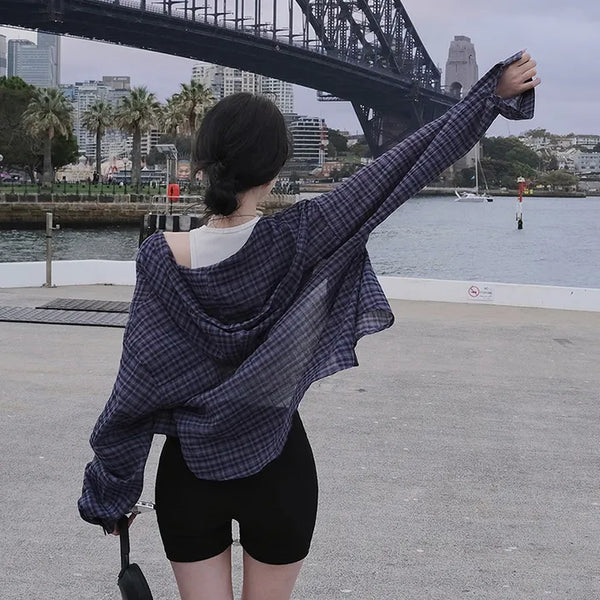 Izny Summer Hooded Check Shirt