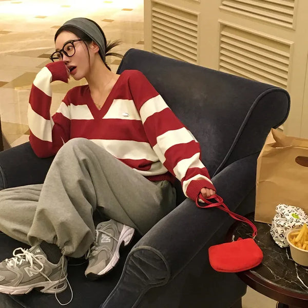 Willy Striped Deep V-neck Knit