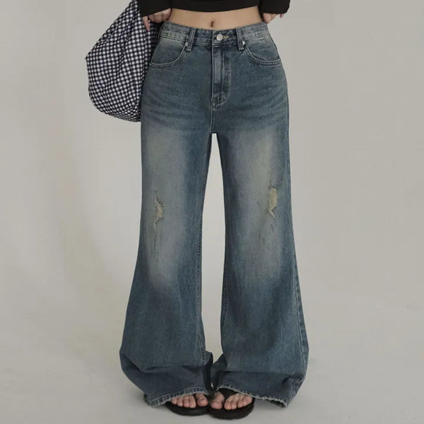 Roxy Damaged Semi-Bootcut Denim Pants
