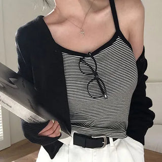 Ripped Striped Sleeveless Top