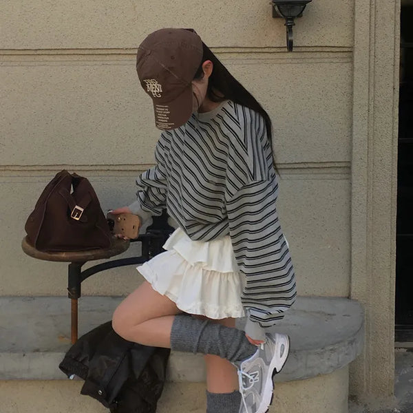Hate Stripe Round Sweatshirt