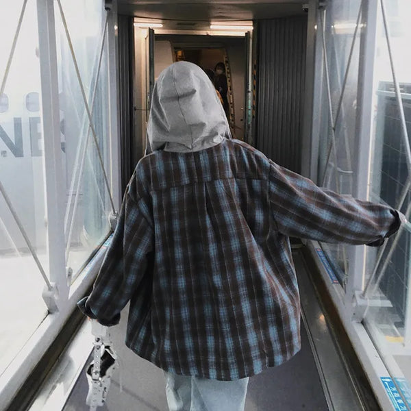Airplan Terry Hooded Check Shirt