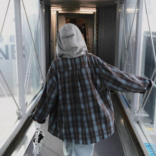 Airplan Terry Hooded Check Shirt
