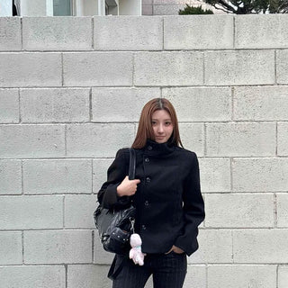 Touch Button Basic Half-Length Coat