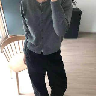 Perfect Fit Button Round Neck Short Cardigan