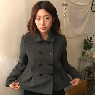 Marine Round Collar Short Coat