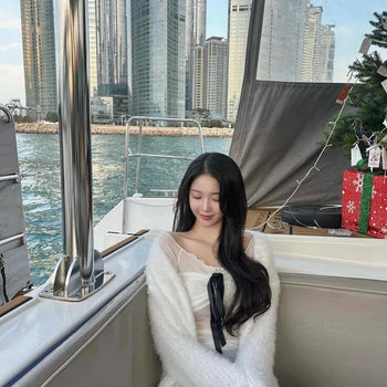 V-Neck Fluffy Knit Cardigan
