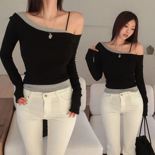 Buried Layered One-Shoulder T-Shirt