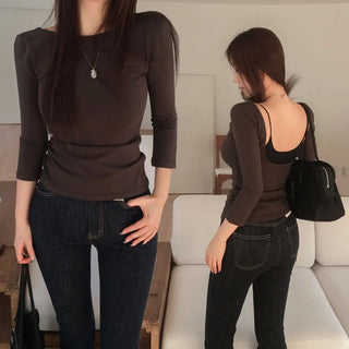 Chrissy Backless 3/4 Sleeve T-shirt