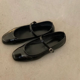 Mimood Lambskin Glossy Mary Jane Flat Shoes