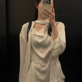 26SS Scarf Cowl Neck Blouse