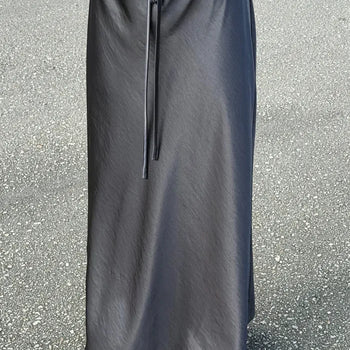 26SS Elegant Maxi String Satin Skirt