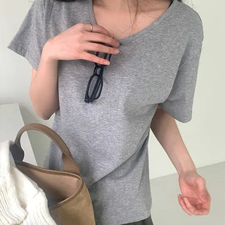 All-Season Silky U-Neck Short Sleeve T-Shirt