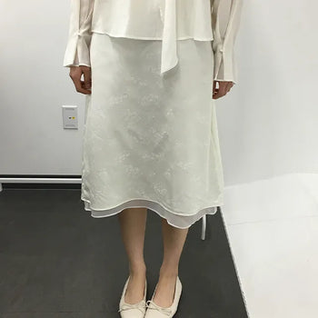 Soup Flower Jacquard Satin Long Skirt