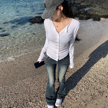 [Bun-tta-rook/Body Correction,,] Miyu Slim Fit Modal Shirt Long Sleeve Cardigan