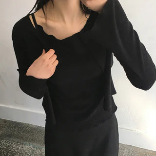 Melina Pleated Sleeveless Cardigan Set
