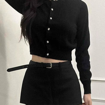 Pearl Point Button Crop Cardigan