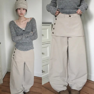 Sond Layered Button Long Pants