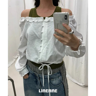 frill strap blouse