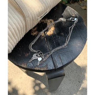 layered key necklace