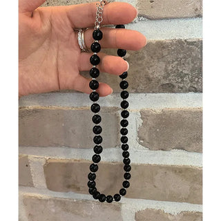 silver beads necklace