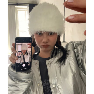fluffy fur beanie