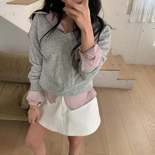 Double V-neck wool knit