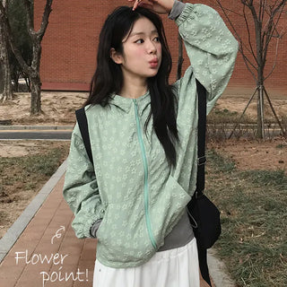 Flower Embossed Windbreaker