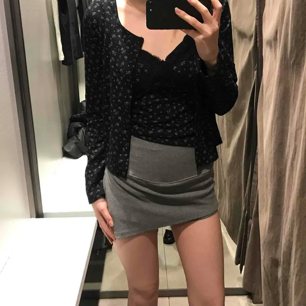 Soft Cozy Fit Wrap Mini Skirt