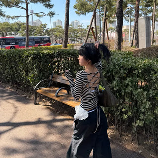 Backless striped shirt