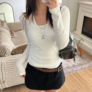 [SET] Halter U-neck Layered T-shirt 3 colors