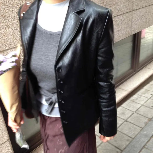 Tailored Leather Short Jacket