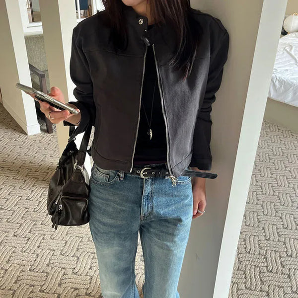 Biker Washed Cotton Jacket 2 Colors