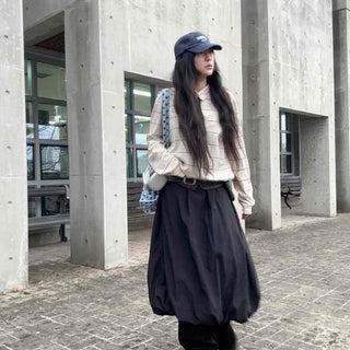 Bubble Balloon Fit Long Maxi Skirt