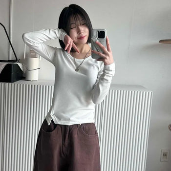 High-waisted Straight Denim Pants