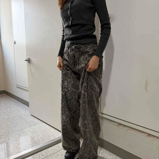Vintage Leopard Loose Fit Wide Pants