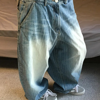 Stripe Ballon Denim Pants