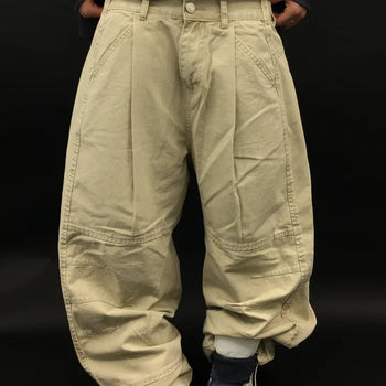 Cotton Curved Balloon Pants