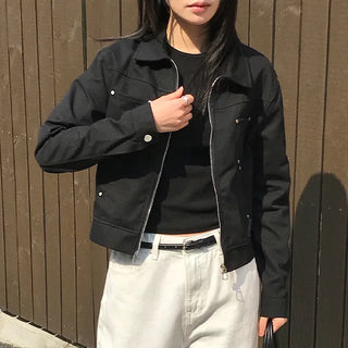 Minette Studded Cotton Collar Crop Jacket