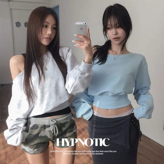 [MADE: In-house Production] One-shoulder sweatshirt