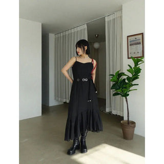 Ethnic belted chiffon long dress