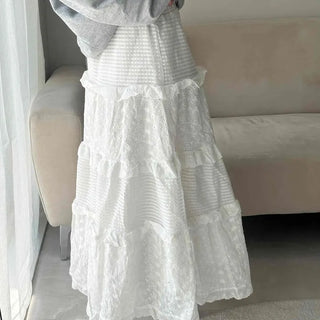 Tiered Lace A-Line Long Skirt
