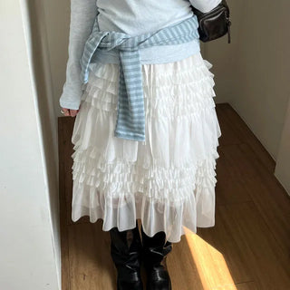 Sasha Chiffon Tiered Midi Skirt 2 colors